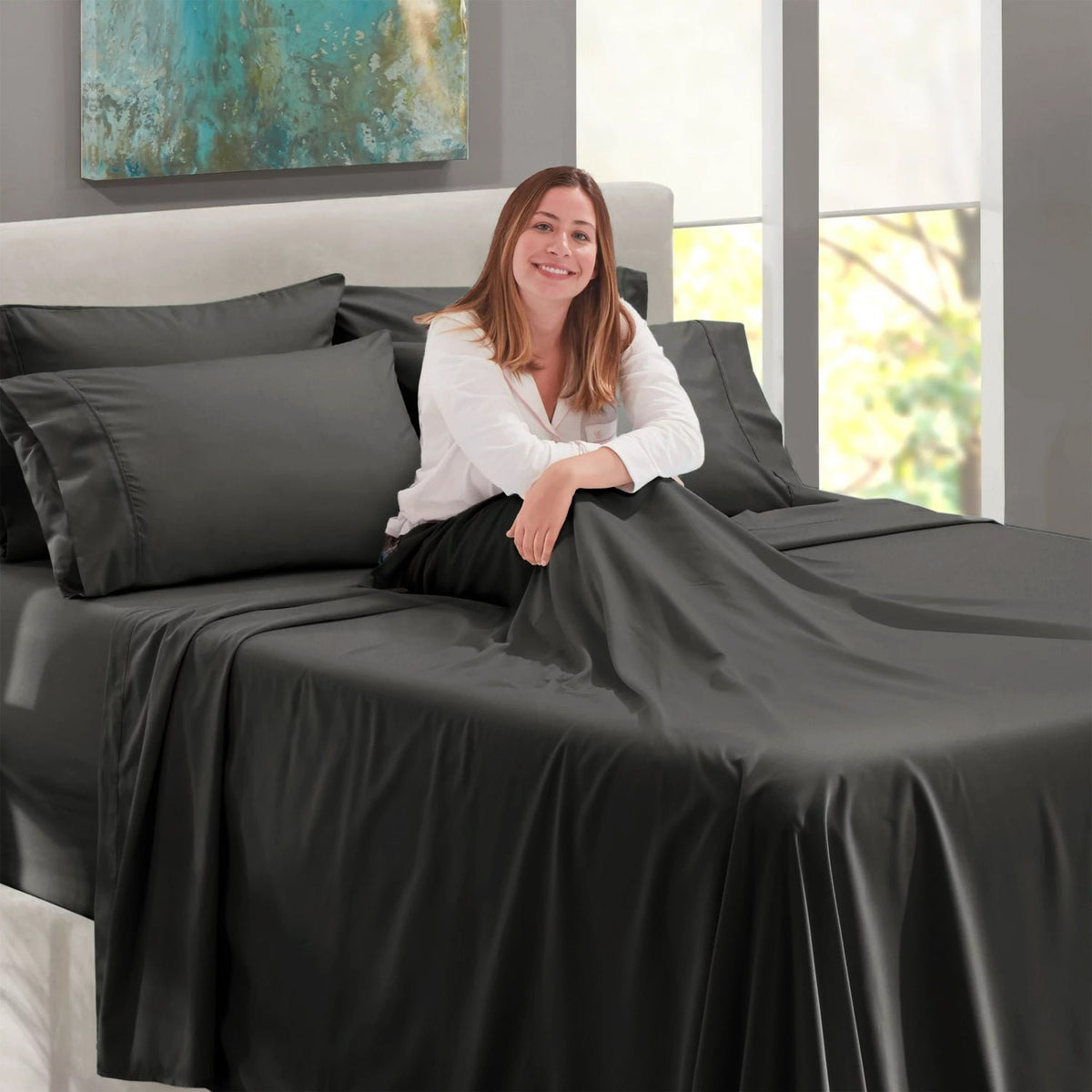BELEM CLASSIC LUXURY BED SHEET SET | CHARCOAL GREY
