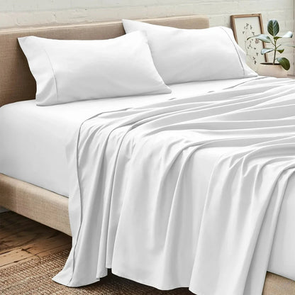 BELEM CLASSIC WHITE LUXURY PERCALE BED SHEET SET