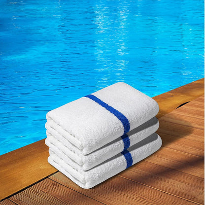 Center Stripe Pool Towel 22x44 6 lbs Blue