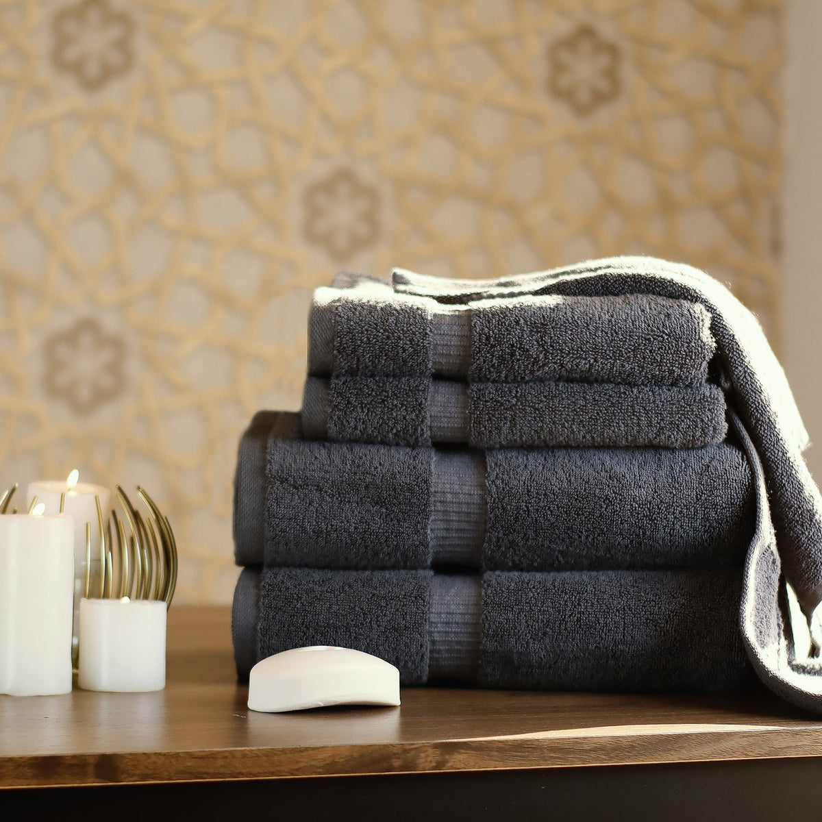 BELEM 8 PCS TOWELS SETS | COTTON CASTLEROCK GREY