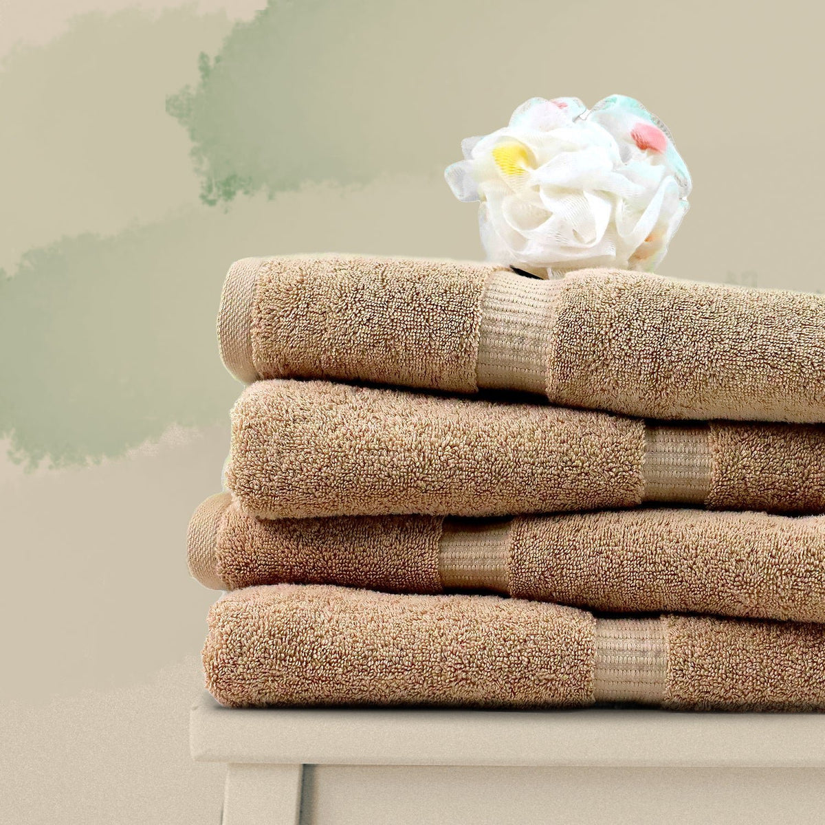 BELEM 04 PCS BATH TOWEL | COTTON SANDCASTLE TAN