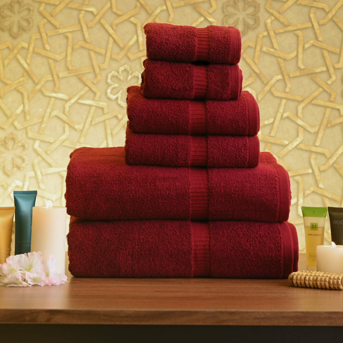BELEM 8 PCS TOWELS SETS | COTTON CHERRY COLA