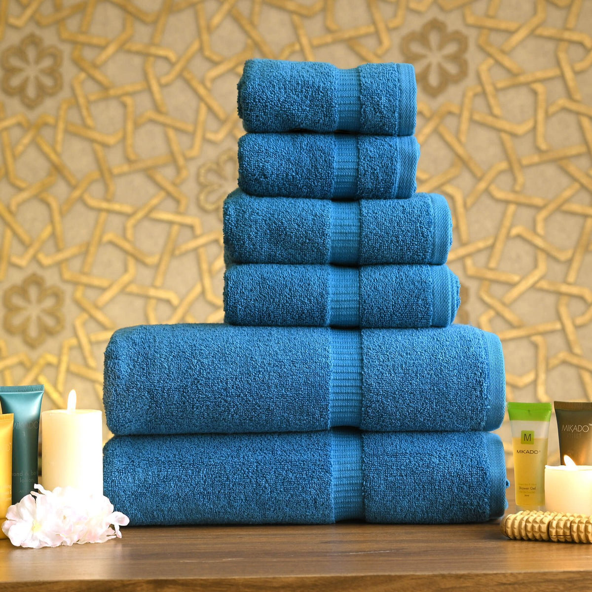 BELEM 8 PCS TOWELS SETS | COTTON EVENING BLUE