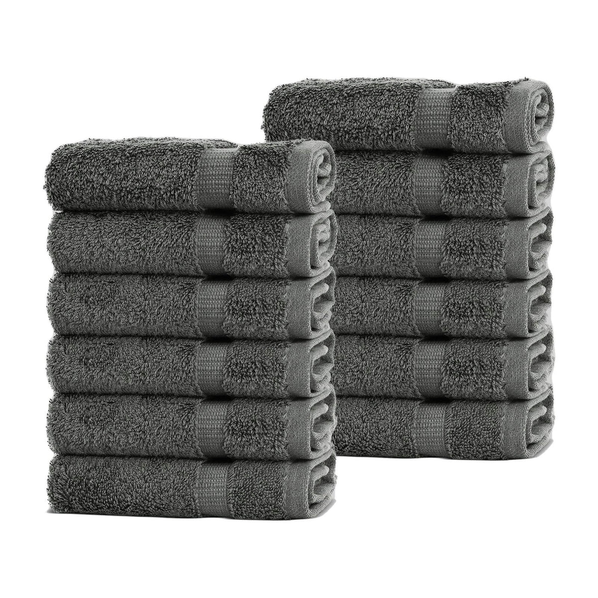 BELEM 12 PCS WASH CLOTH | COTTON CASTLE ROCK GREY