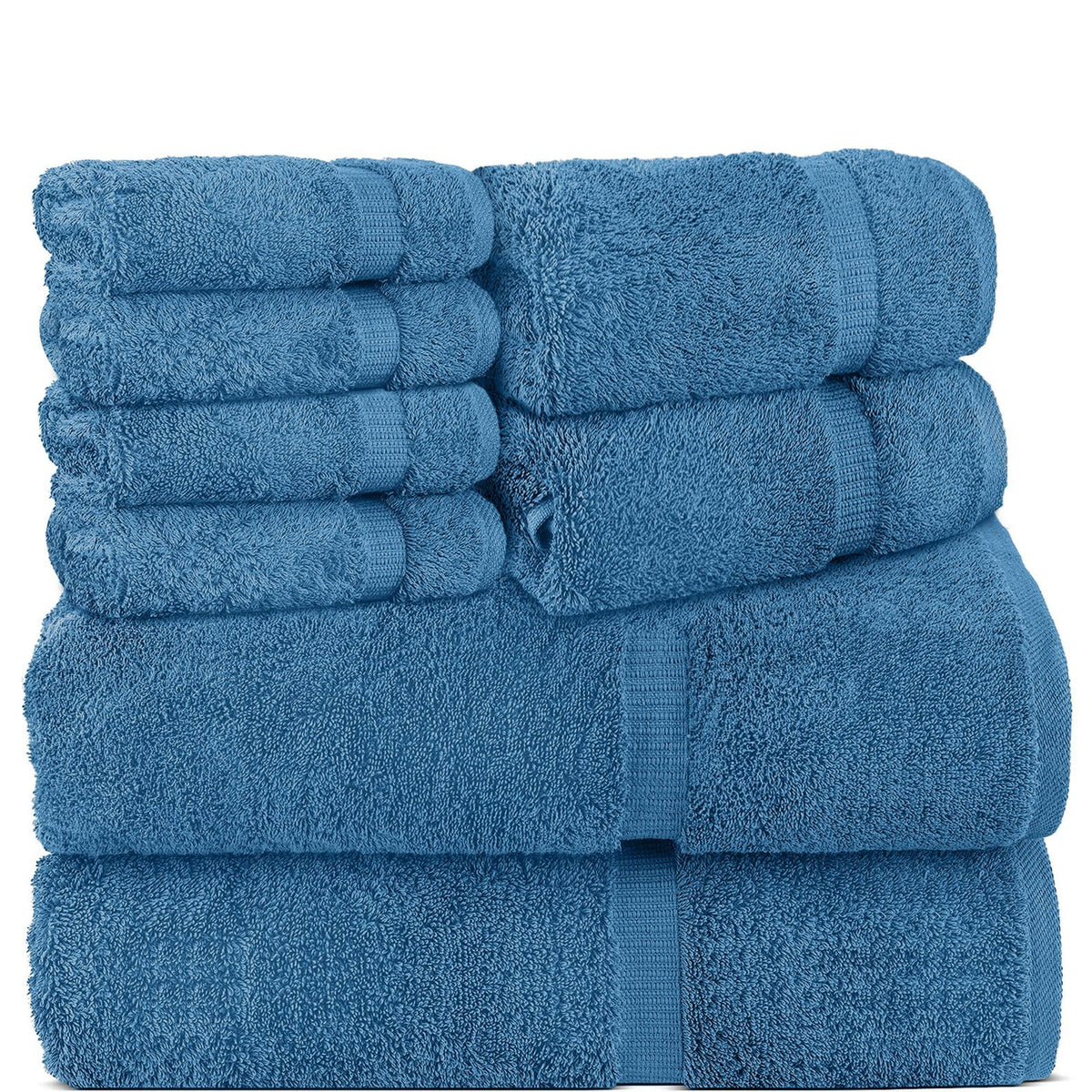 BELEM 8 PCS TOWELS SETS | COTTON EVENING BLUE