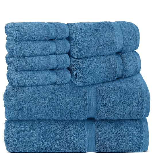 BELEM 8 PCS TOWELS SETS | COTTON EVENING BLUE