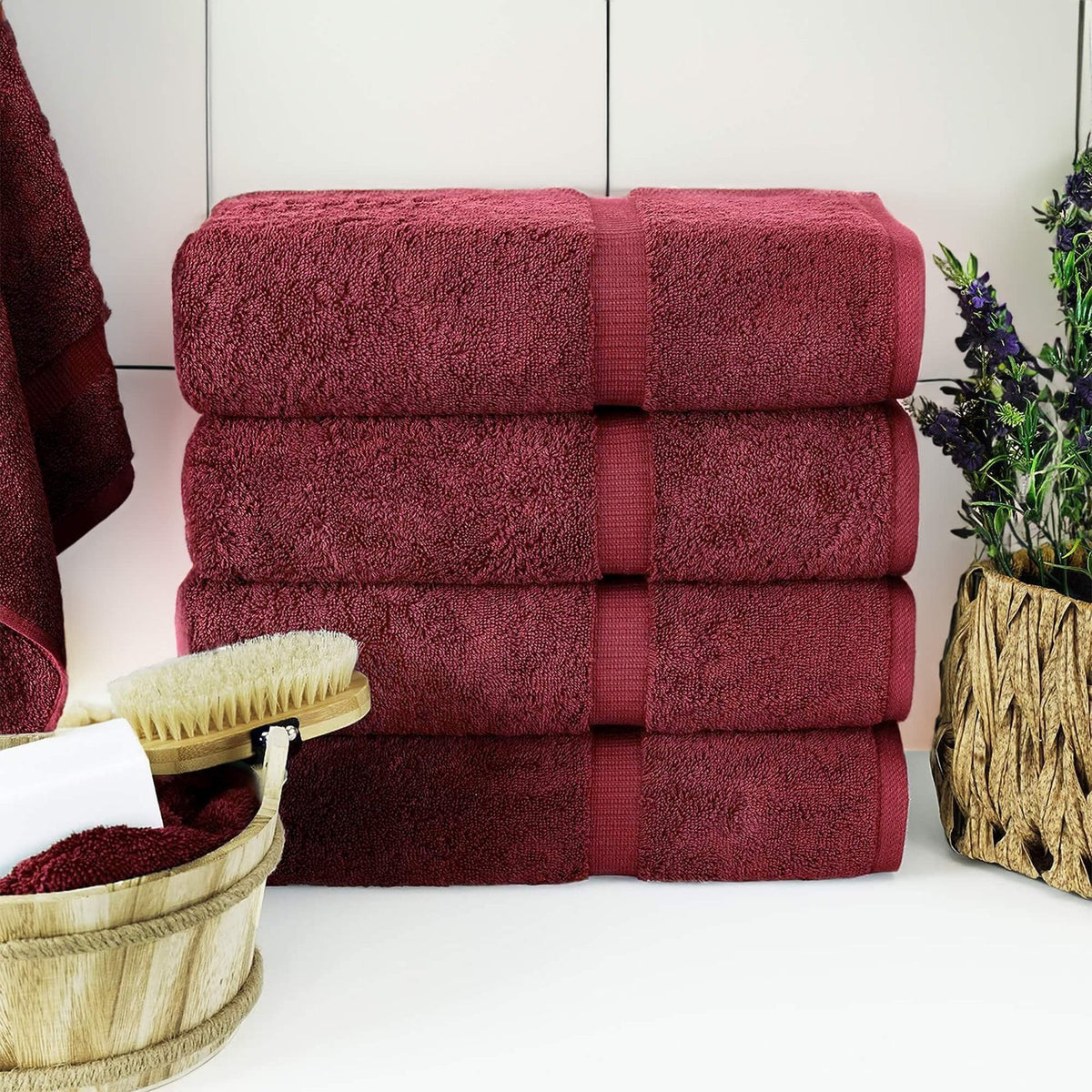 BELEM 04 PCS BATH TOWEL | COTTON CHERRY COLA