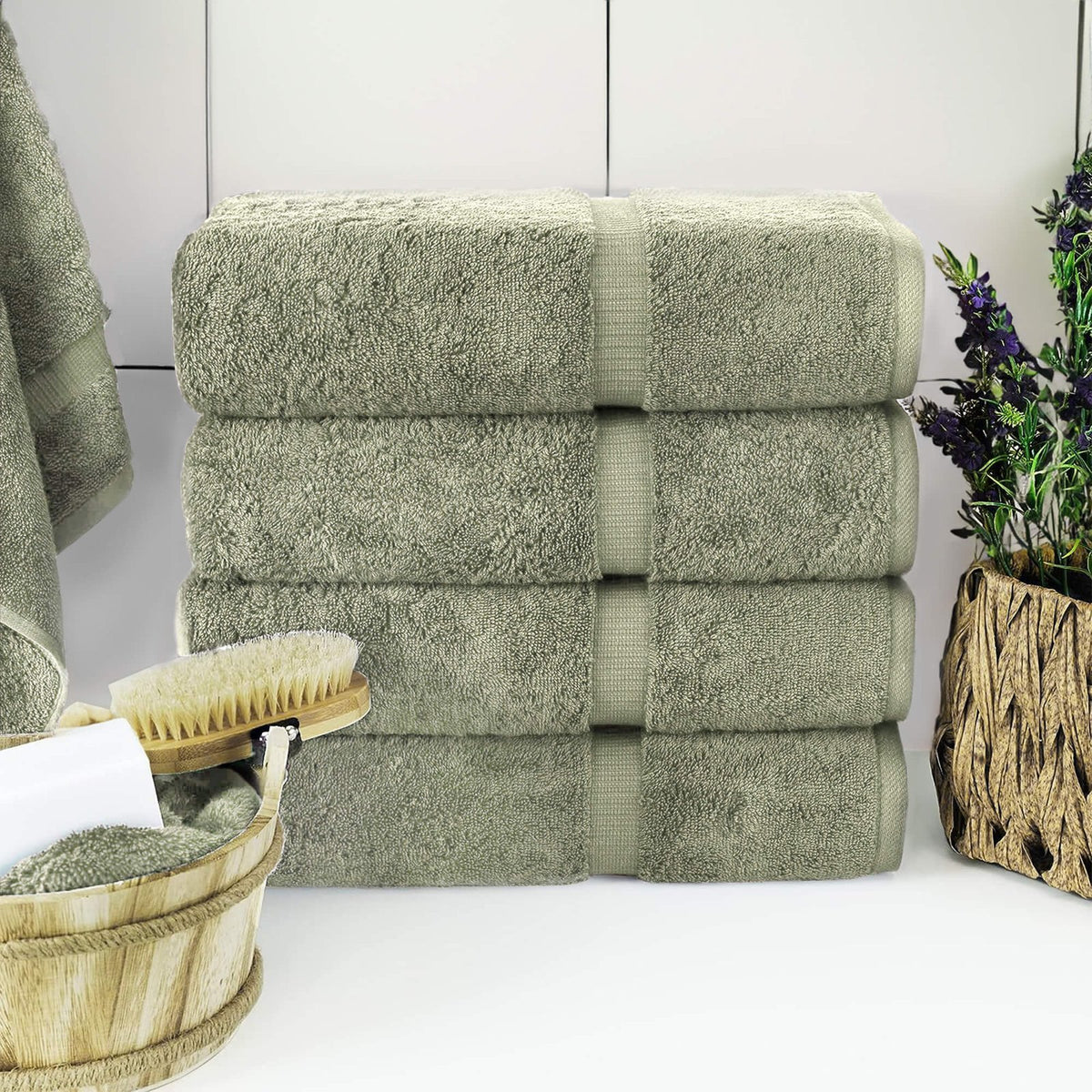 BELEM 04 PCS BATH TOWEL | COTTON SAGE GREEN