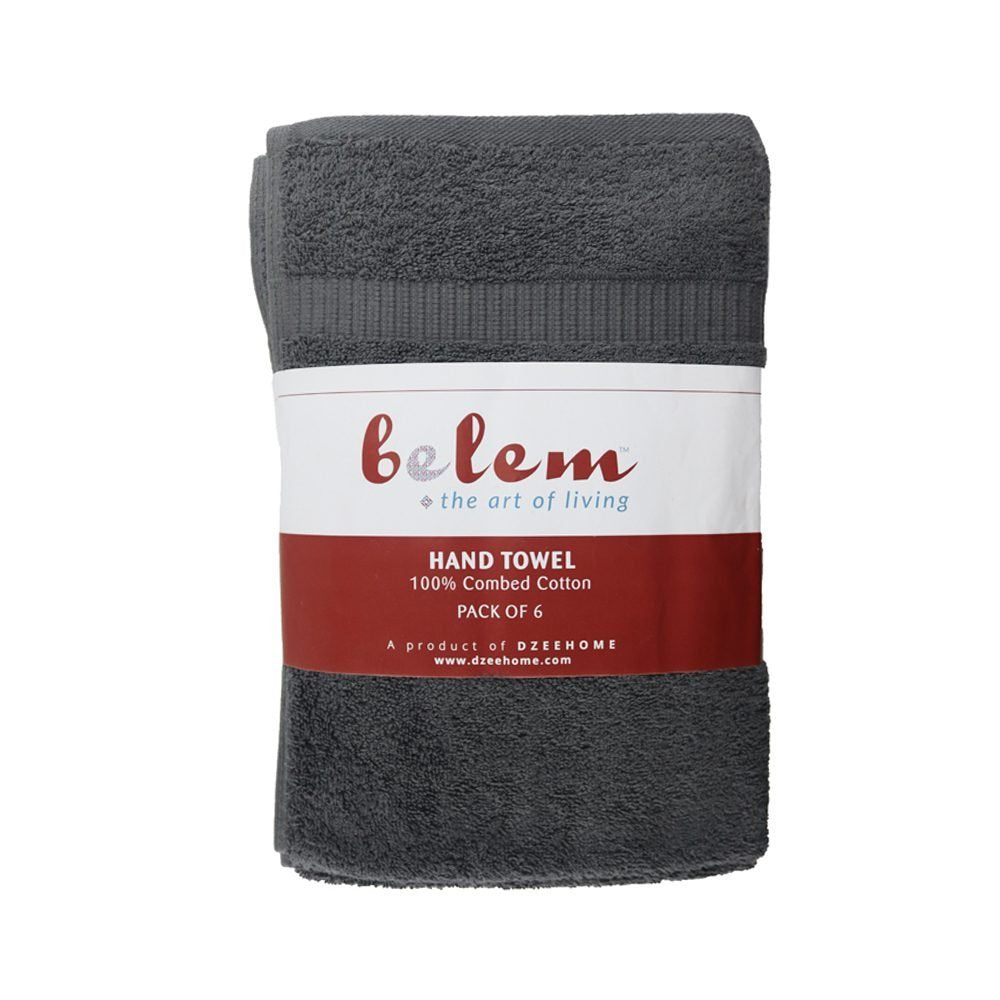 BELEM 6 PCS HAND TOWELS | COTTON CASTLE ROCK GREY