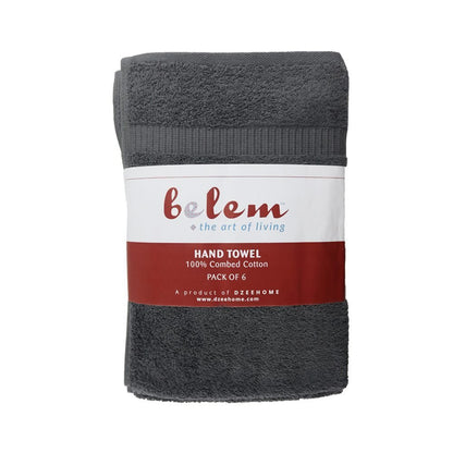 BELEM 6 PCS HAND TOWELS | COTTON CASTLE ROCK GREY