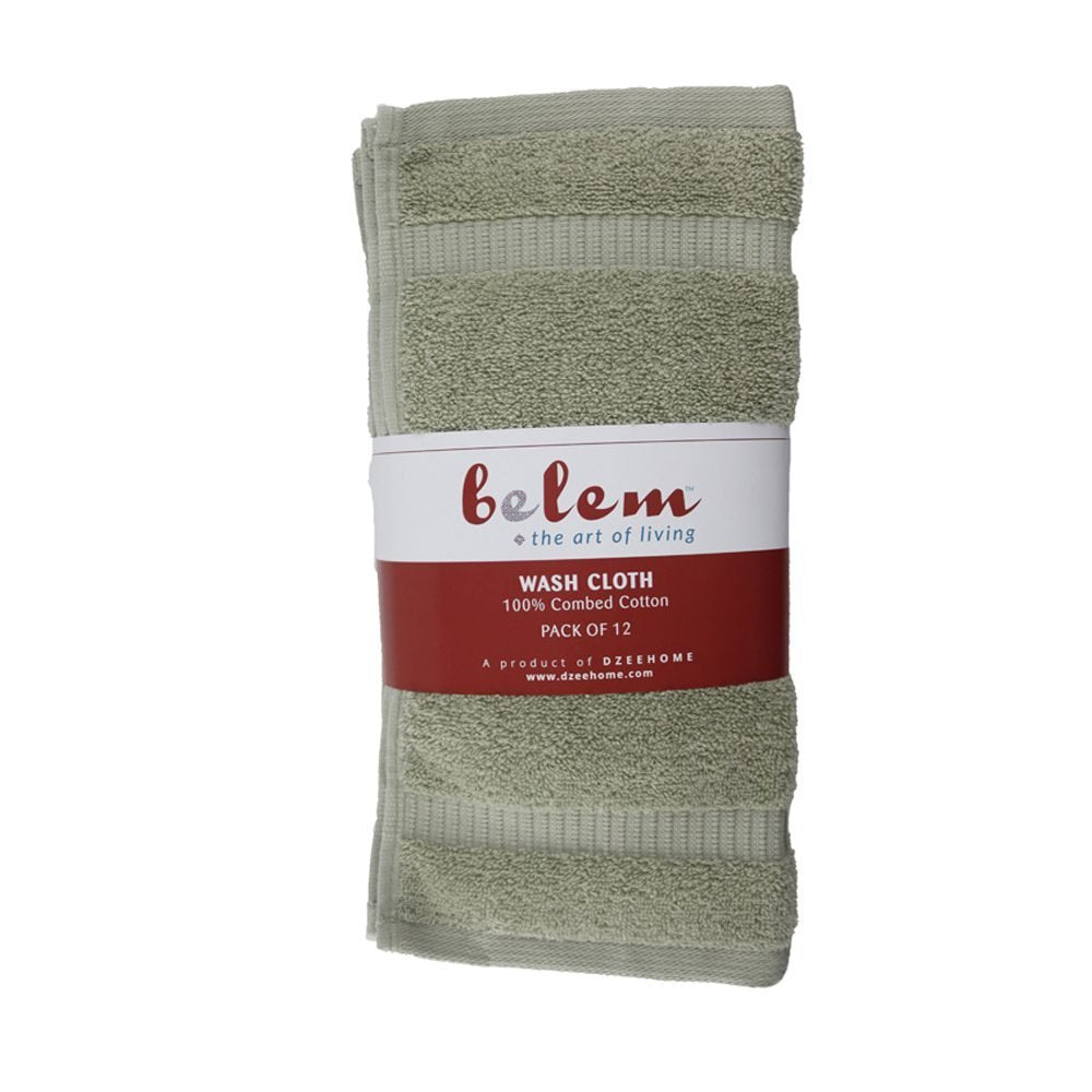 BELEM 12 PCS WASH CLOTH | COTTON SAGE GREEN