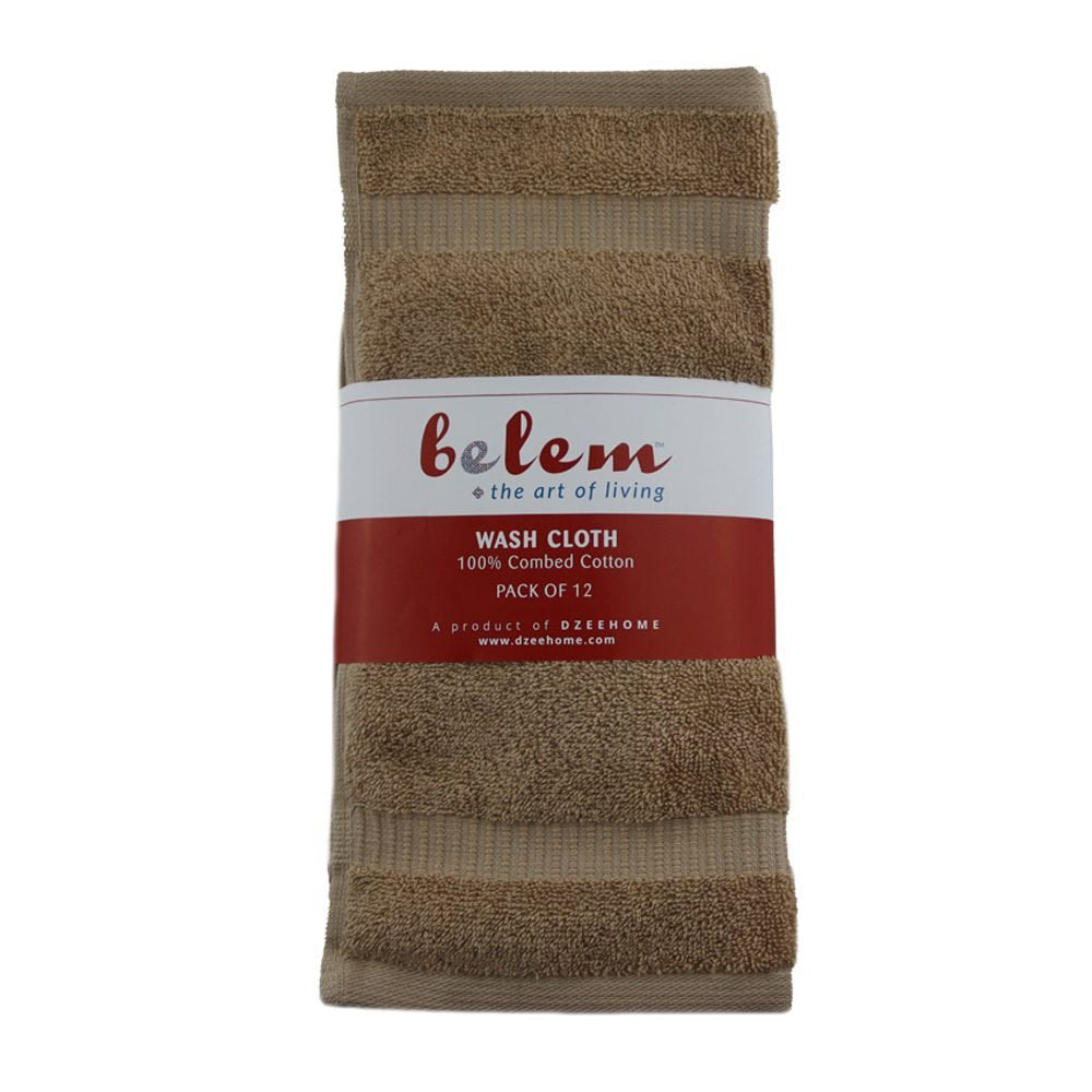BELEM 12 PCS WASH CLOTH | COTTON SANDCASTLE TAN