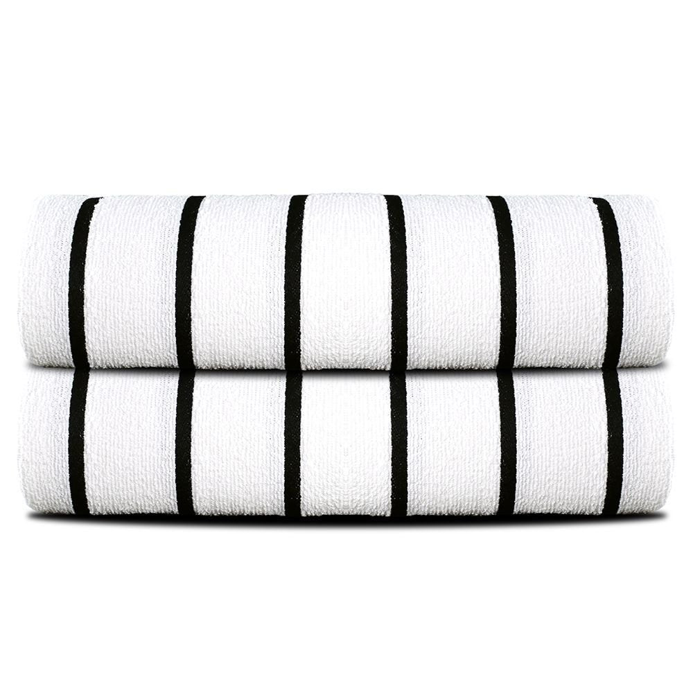 Horizontal Stripe Pool Towel 36x68 15 lbs Black
