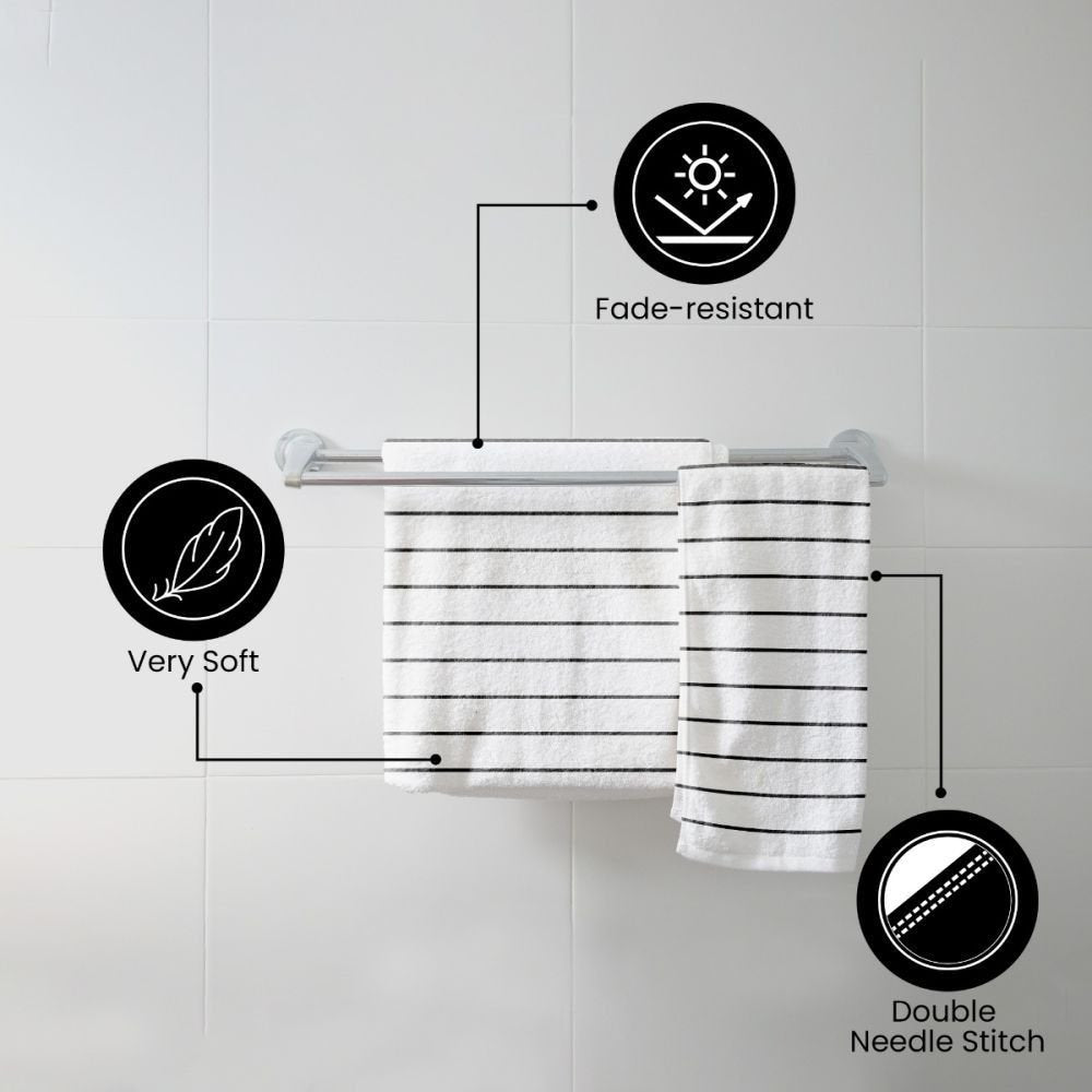 Horizontal Stripe Pool Towel 36x68 15 lbs Black