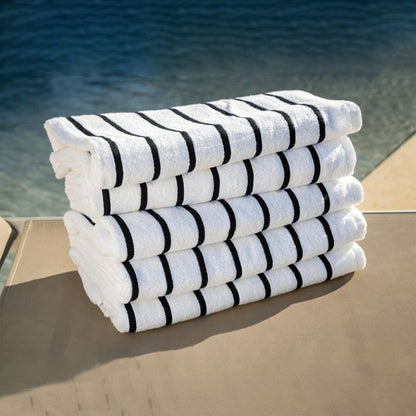 Horizontal Stripe Pool Towel 36x68 15 lbs Black