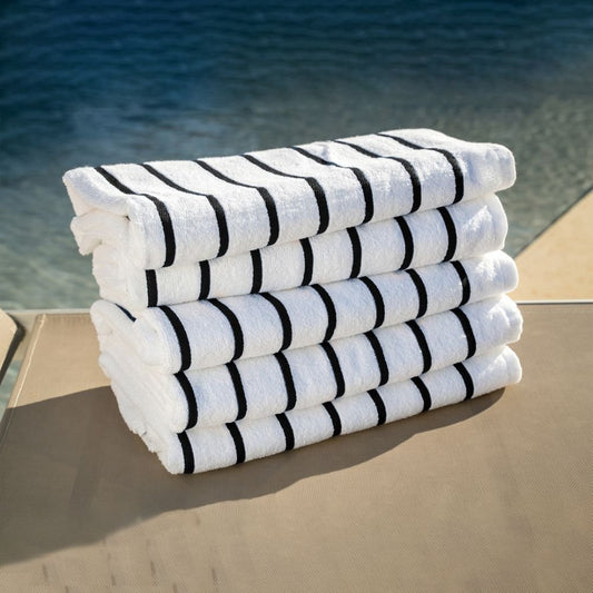 Horizontal Stripe Pool Towel 36x68 15 lbs Black