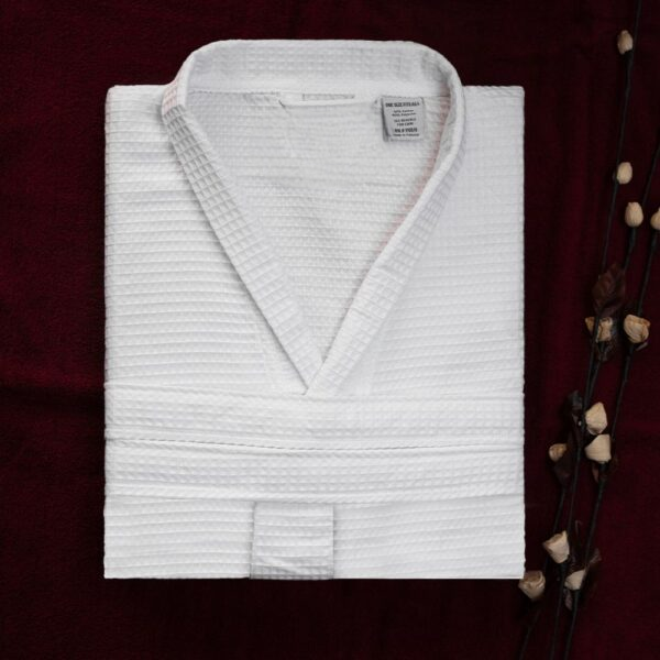 Honeycomb Waffle Bathrobe 48 x 60 Kimono Collar