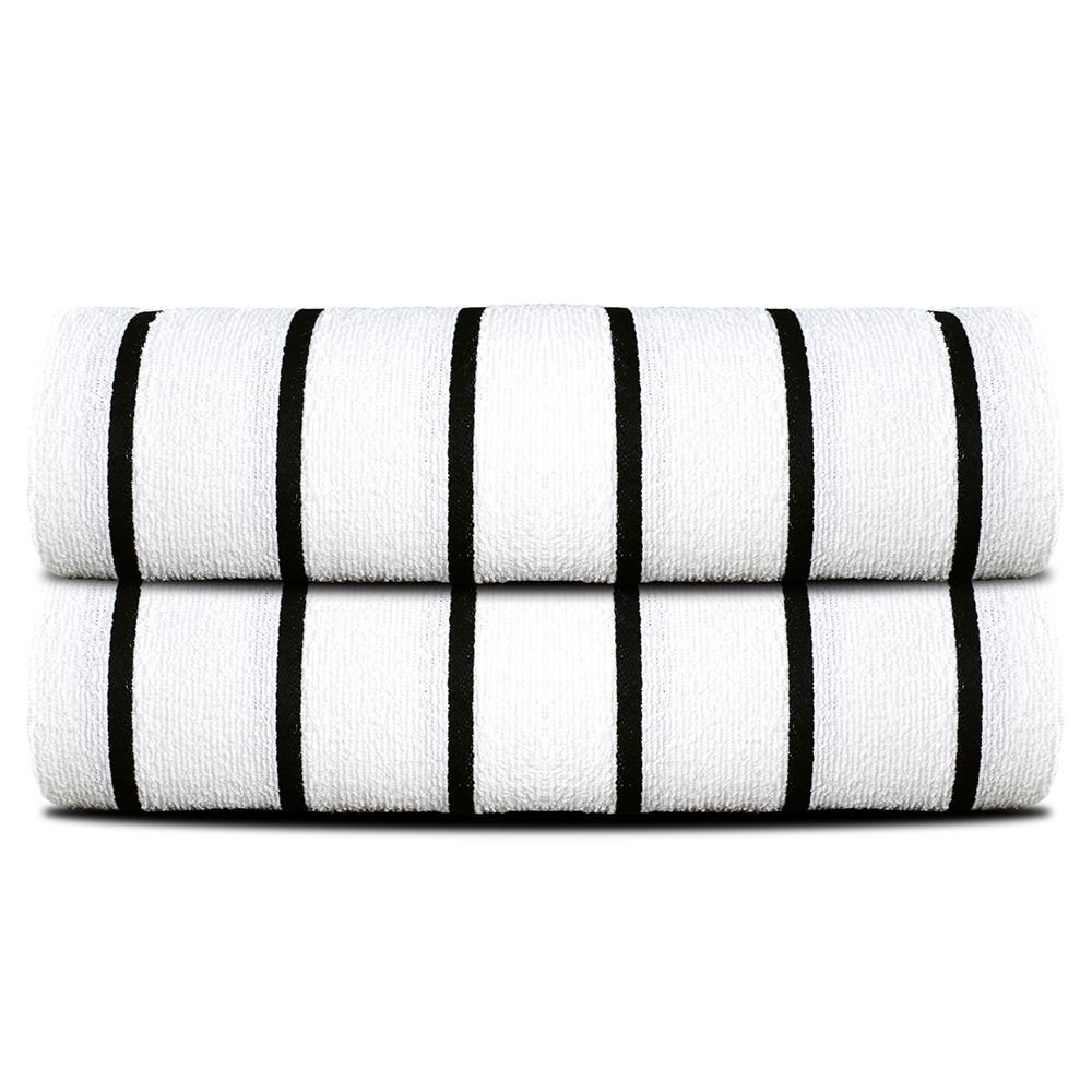Horizontal Stripe Pool Towel 36x68 15 lbs Black - Image 3